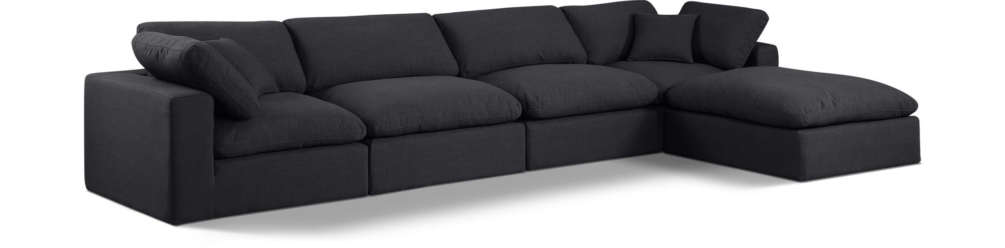 Comfy 158" Linen Textured Fabric Upholstered 5pc. Modular Sectional