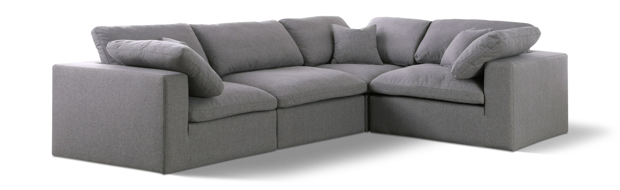 Serene 119" Linen Textured Fabric Upholstered Deluxe Comfort 4pc. Modular Sectional