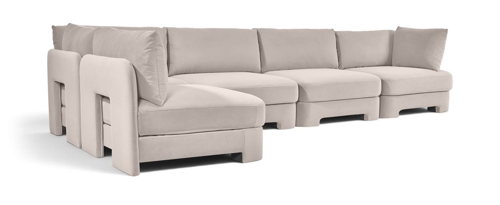 Hammond 148" Velvet Performance Fabric Upholstered 5pc. Modular Sectional