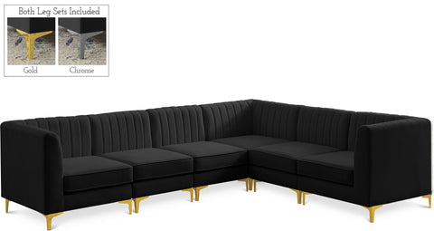 Seccional modular tapizado de terciopelo Alina de 116.5" de 6 piezas