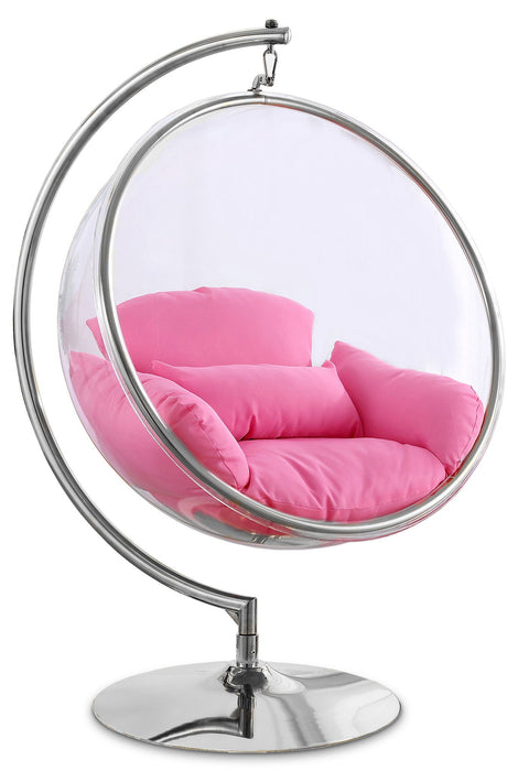 Luna Acrylic And Fabric Upholstered Swing Bubble Accent Chair