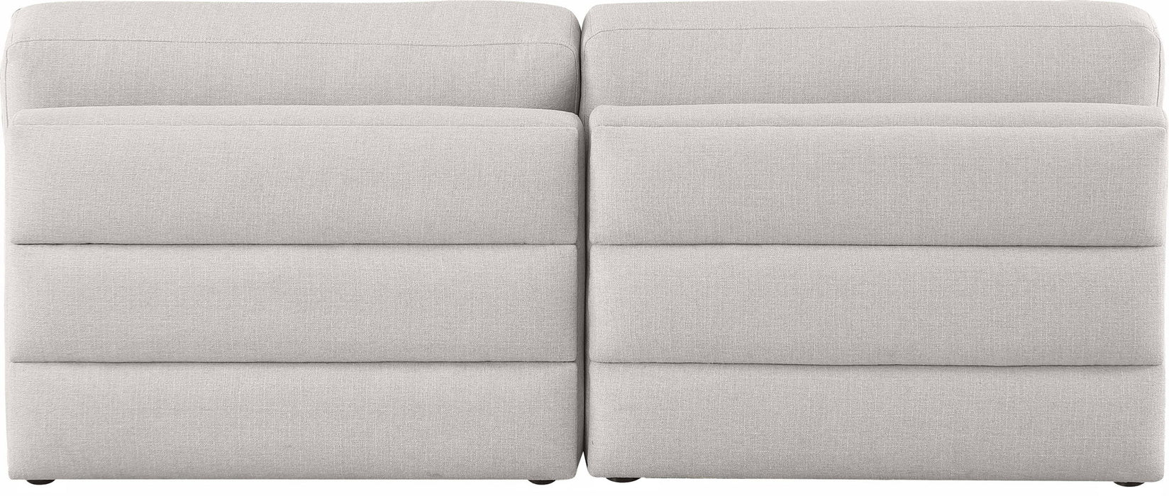 Loveseat modular tapizado de tela con textura de lino sin brazos Beckham de 76" de 2 piezas