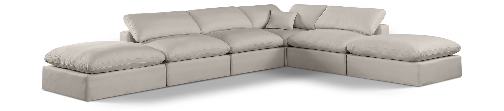 Comfy 157" Linen Textured Fabric Upholstered 6pc. Modular Sectional