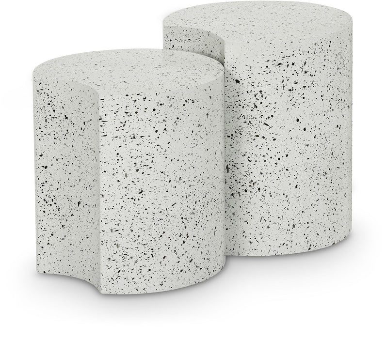 Dimple Terrazzo Pattern Iron Nesting 2pc. Modular End / Side Table