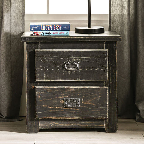 Ampelios Night Stand - Wire-Brushed Black