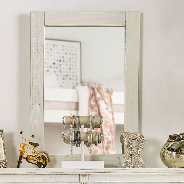 Rockwall Mirror - Wire-Brushed White
