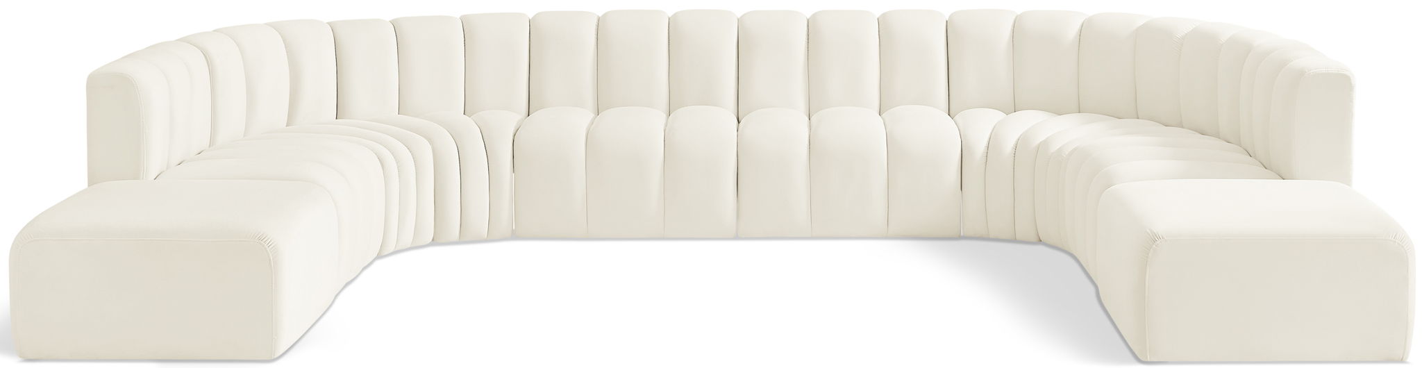 Seccional modular tapizado en terciopelo Arc de 161" de 10 piezas