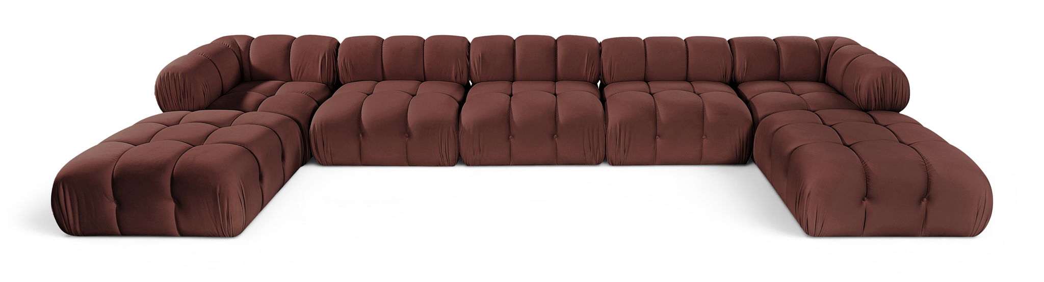 Orin 185" Velvet Performance Fabric Upholstered 7 Pc. Modular Sectional