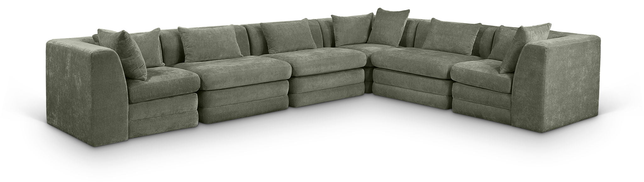 Seccional modular tapizado de chenilla Stellar de 152" de 6 piezas