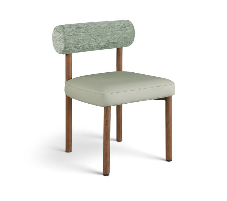 Silla de comedor tapizada de chenilla y de cuero vegano Paramo