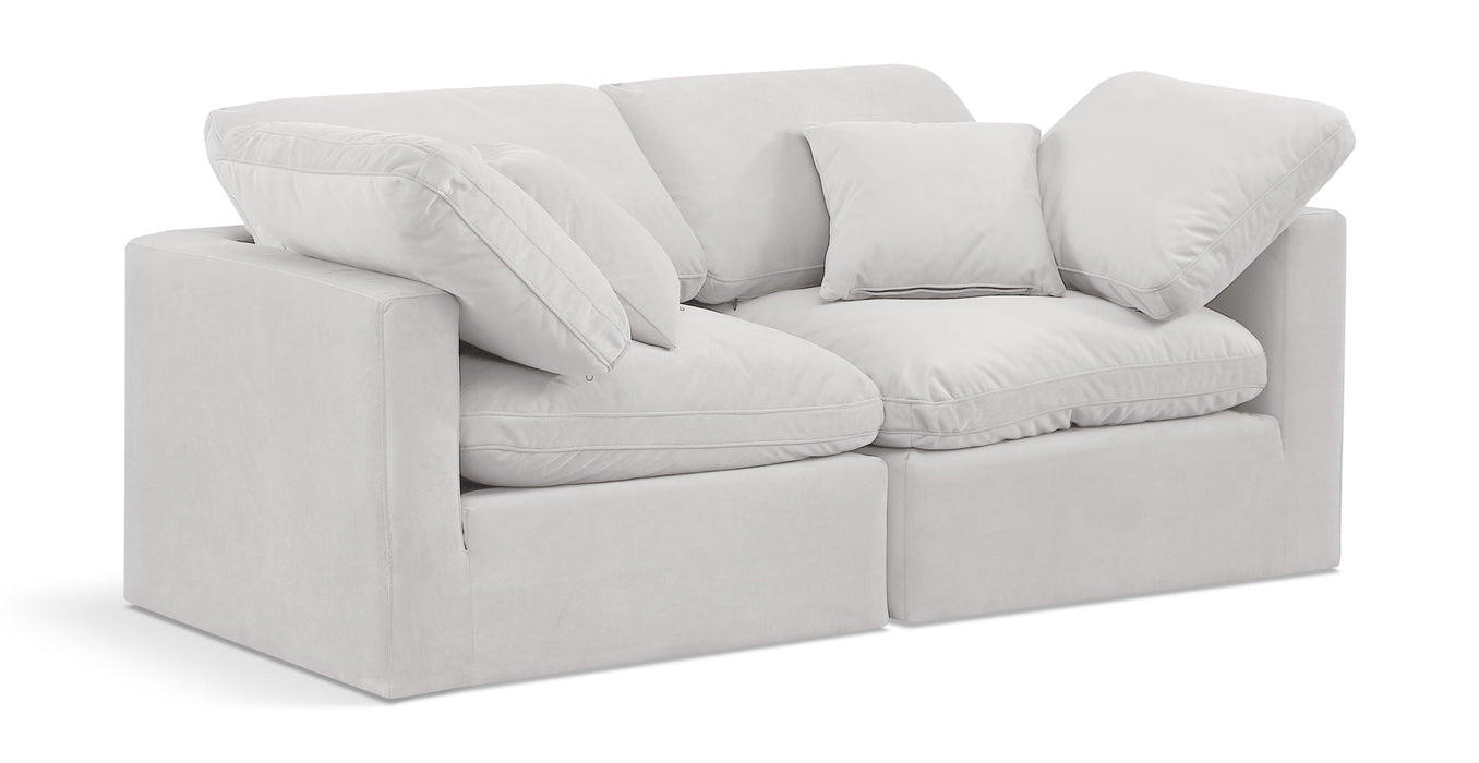 Loveseat modular tapizado de terciopelo Indulge de 70" de 2 piezas