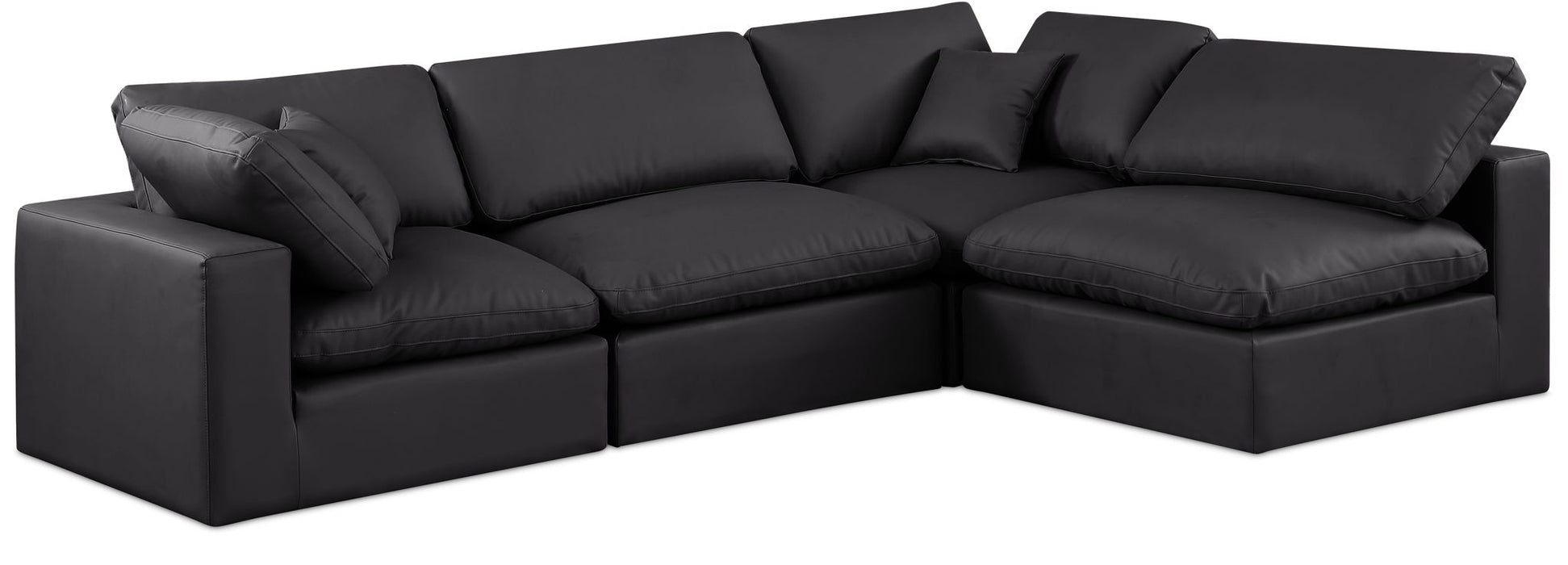 Comfy 119" Vegan Leather Upholstered 4pc. Modular Sectional
