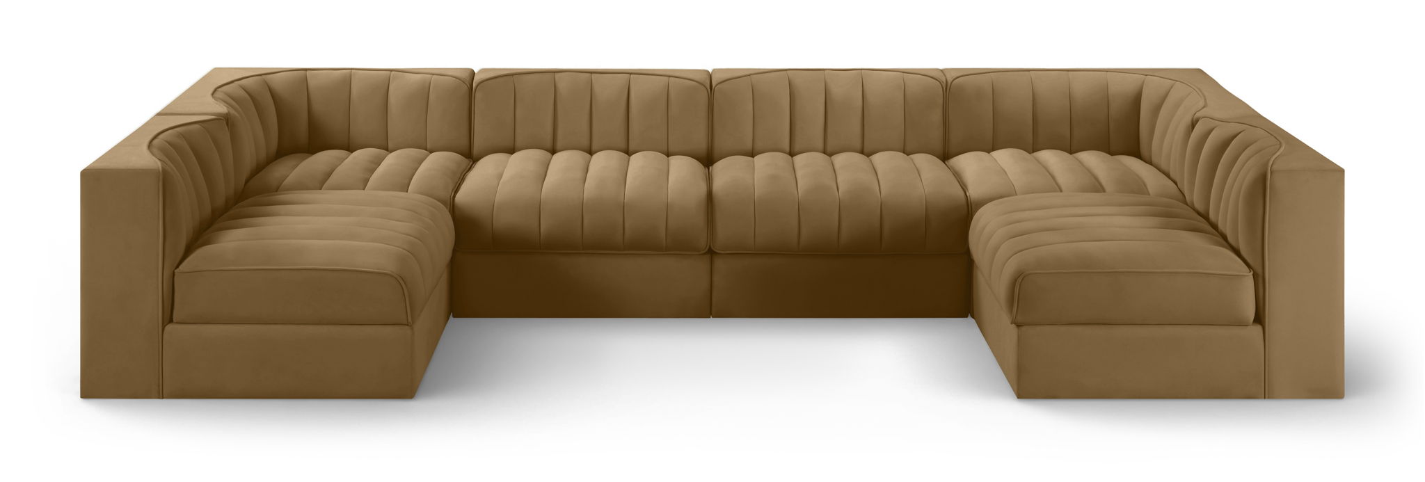 Rummi 126" Velvet Performance Fabric Upholstered 6pc. Modular Sectional