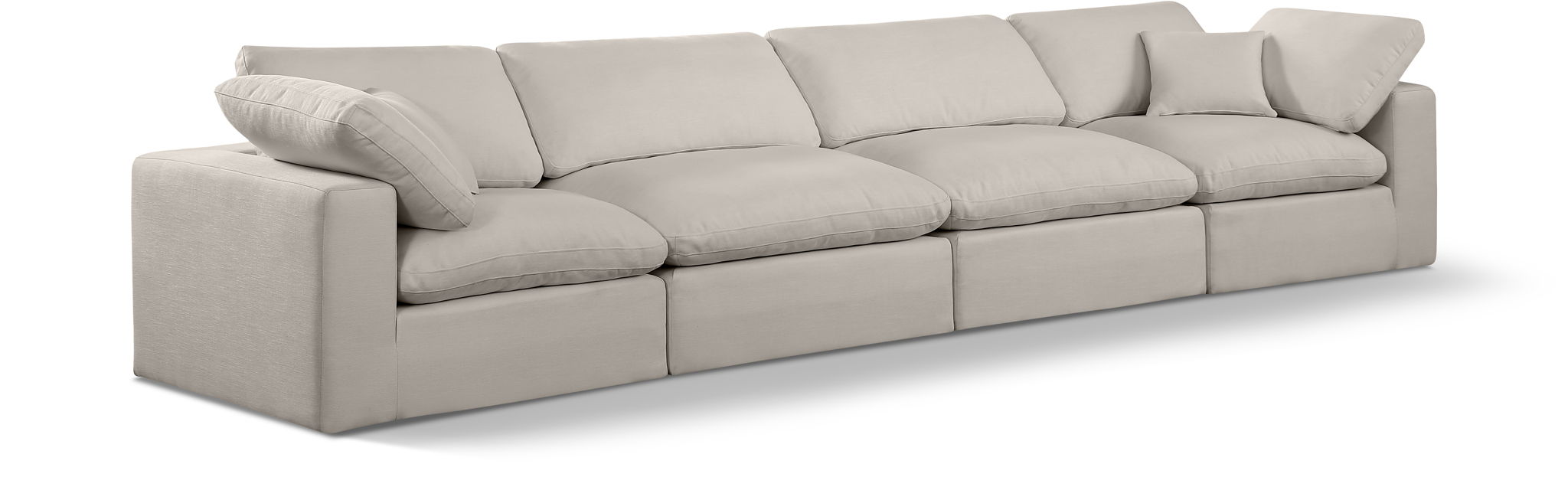 Comfy 158" Linen Textured Fabric Upholstered 4pc. Modular Sofa