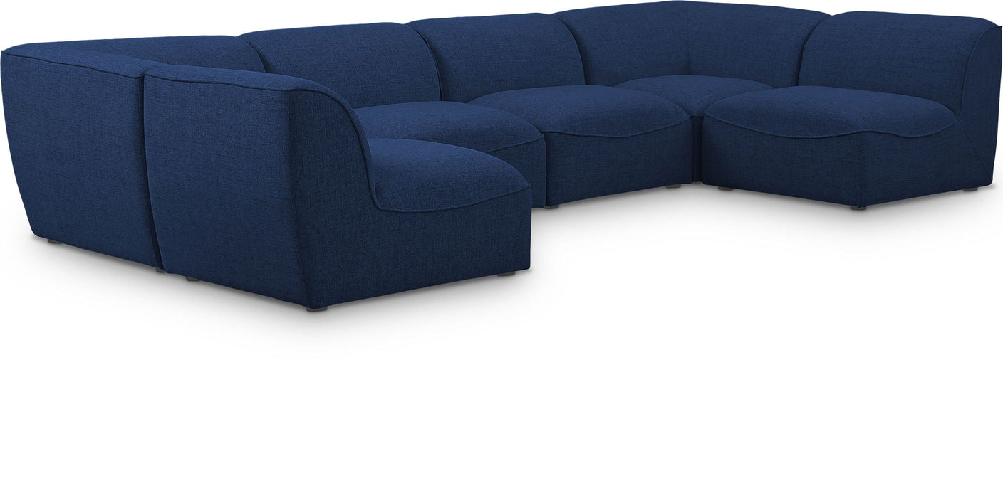 Miramar 142" Linen Textured Fabric Upholstered 6pc. Modular Sectional