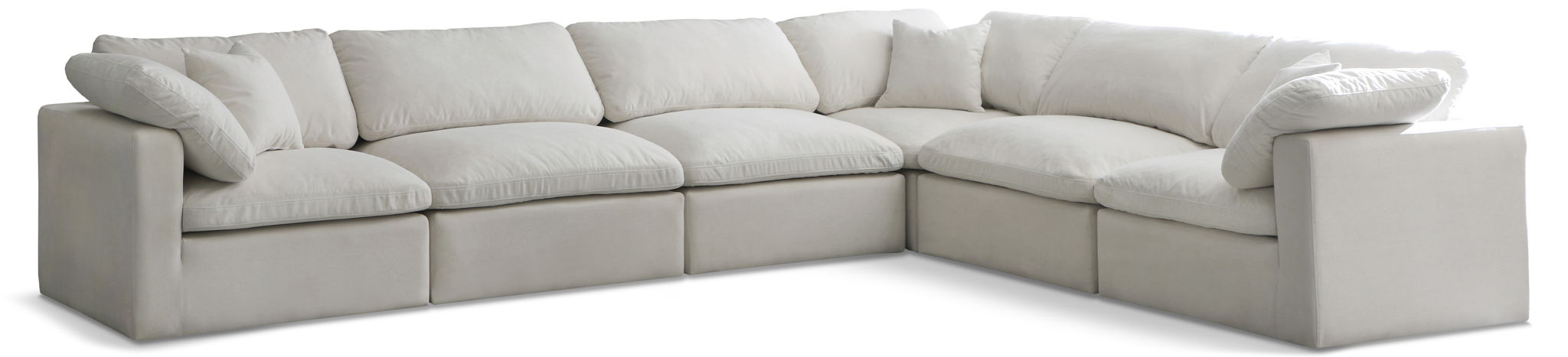 Plush 140" Velvet Upholstered Standard Comfort 6pc. Modular Sectional