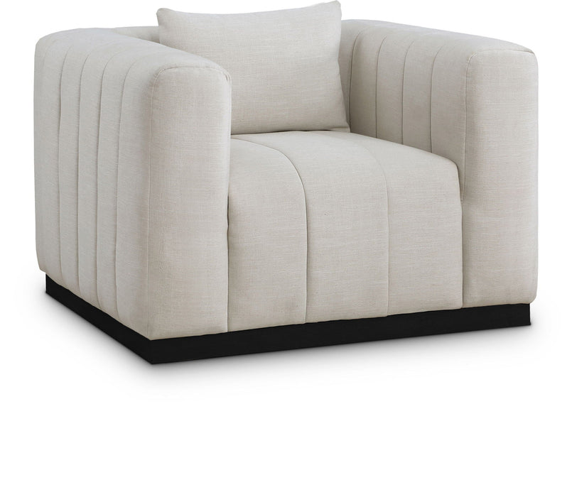 Lucia Linen Textured Fabric Upholstered Living Room Chair
