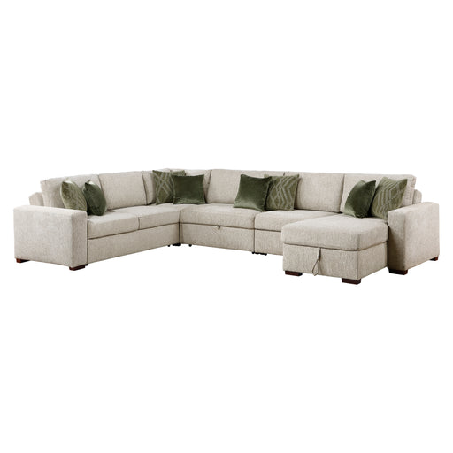 8548*6SC15ACLA 5-Piece Sectional with Reversible Chaise, Pull-out Bed, Hidden Storage and Click Motion Back