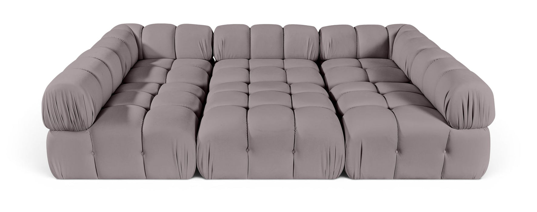Seccional modular tapizado de terciopelo de alto rendimiento Orin de 111" de 6 piezas