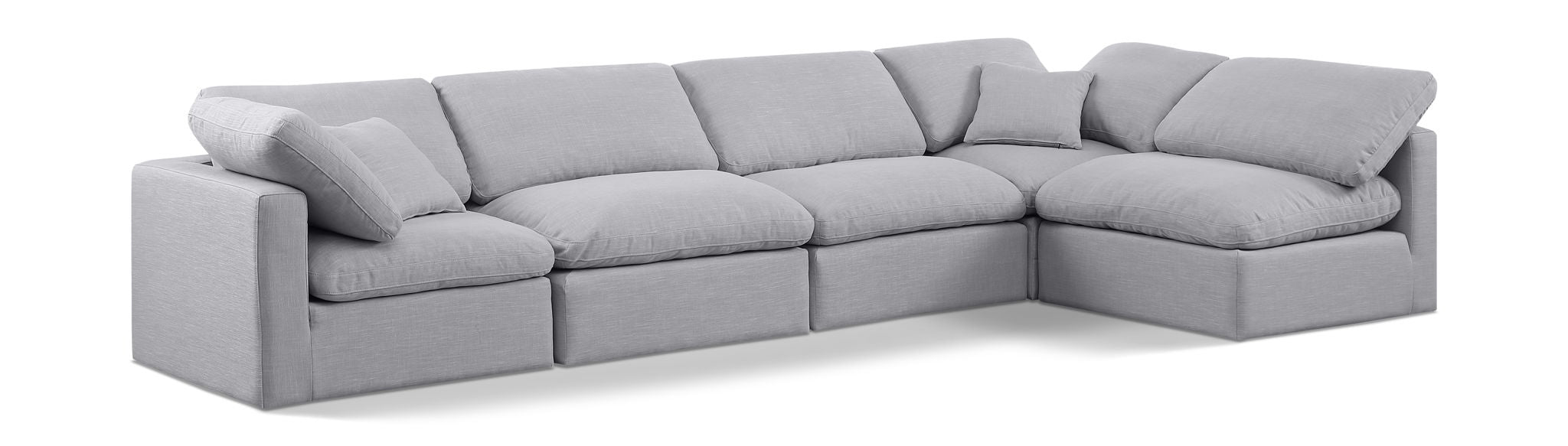 Indulge 140" Linen Textured Fabric Upholstered 5pc. Modular Sectional
