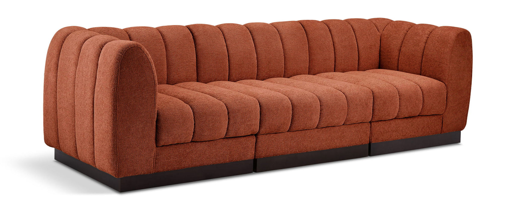 Quinn 101" Chenille Fabric Upholstered 3pc. Modular Sofa