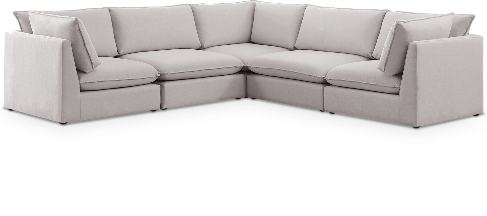 Mackenzie 120" Linen Textured Fabric Upholstered 5pc. Modular Sectional