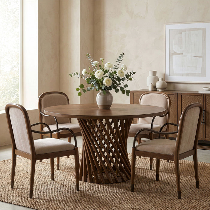Hexon 60" Oak Veneer And Solid Wood Dining Table