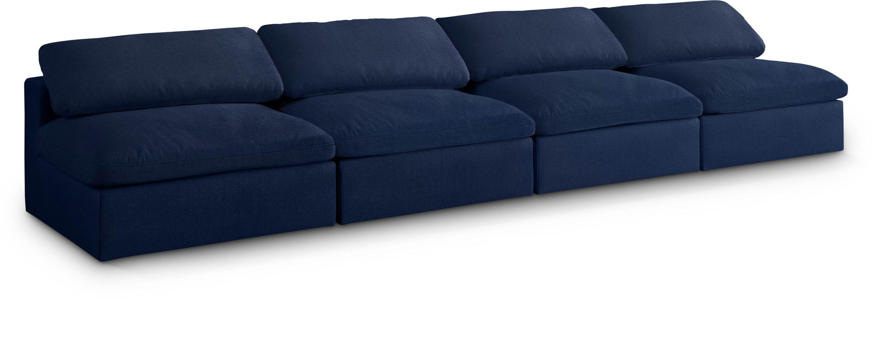 Serene 156" Linen Textured Fabric Upholstered Deluxe Comfort 4pc. Armless Modular Sofa