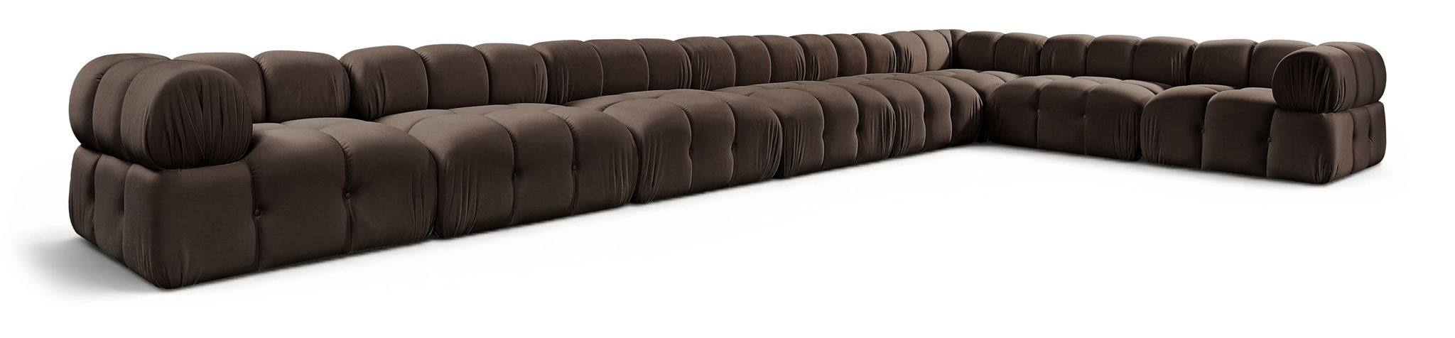 Orin 222" Velvet Performance Fabric Upholstered 8 Pc. Modular Sectional
