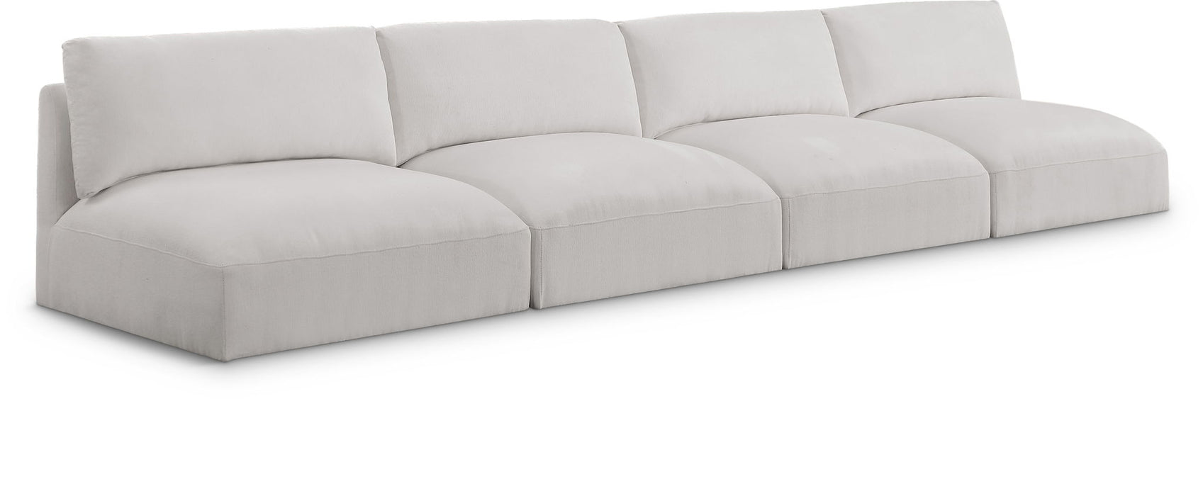 Ease 152" Fabric Upholstered 4pc. Armless Modular Sofa