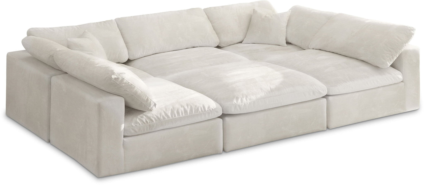 Cozy 119" Velvet Upholstered Overstuffed Fiber Filled Comfort Comfort 6pc. Modular Sectional
