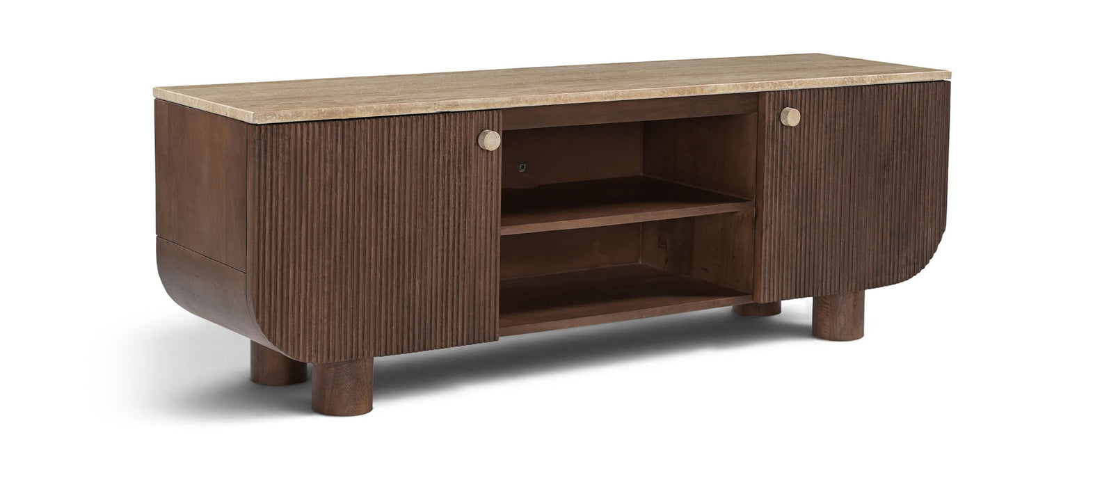 Cressa Genuine Marble And Mango Wood Media Console
