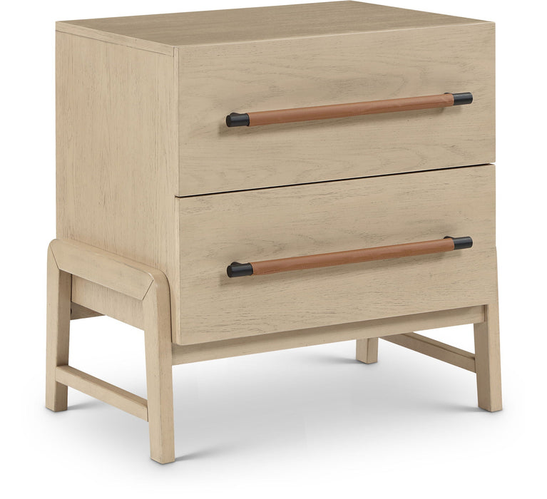 Kaya 25.5" Oak Veneer And Vegan Leather Handle Night Stand