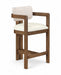 Ravina Vegan Leather And Linen Textured Fabric Upholstered Counter Stool