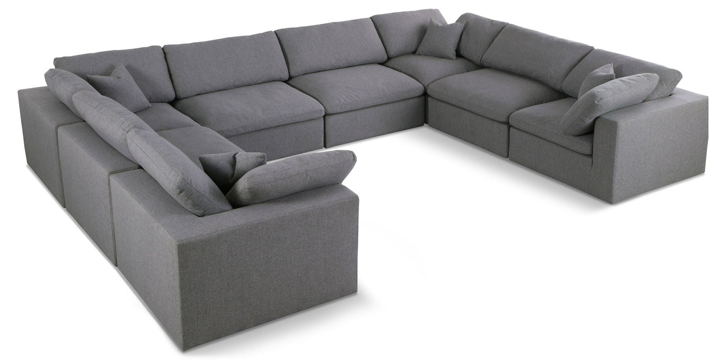 Serene 158" Linen Textured Fabric Upholstered Deluxe Comfort 8pc. Modular Sectional