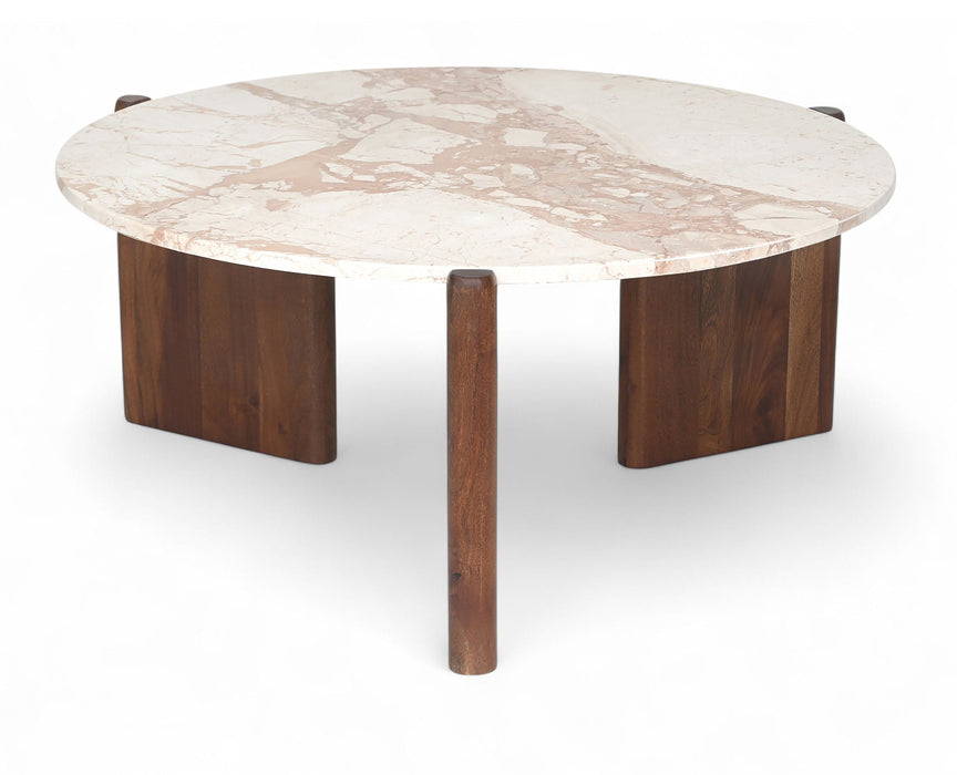 Varenna Genuine Marble Top And Acacia Wood Base Coffee Table
