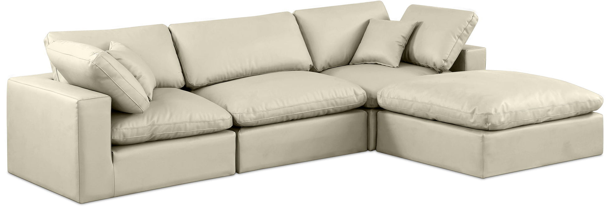 Comfy 119" Vegan Leather Upholstered 4pc. Modular Sectional