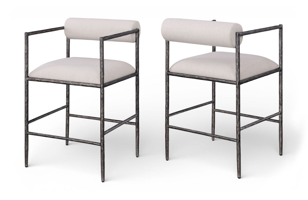 Axis Linen Textured Fabric Upholstered Counter Stool