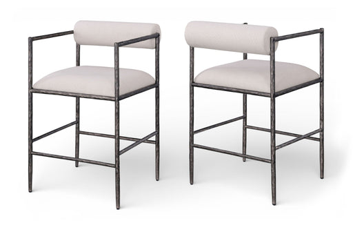 Axis Linen Textured Fabric Upholstered Counter Stool