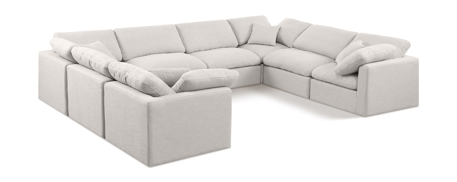 Indulge 140" Linen Textured Fabric Upholstered 8pc. Modular Sectional
