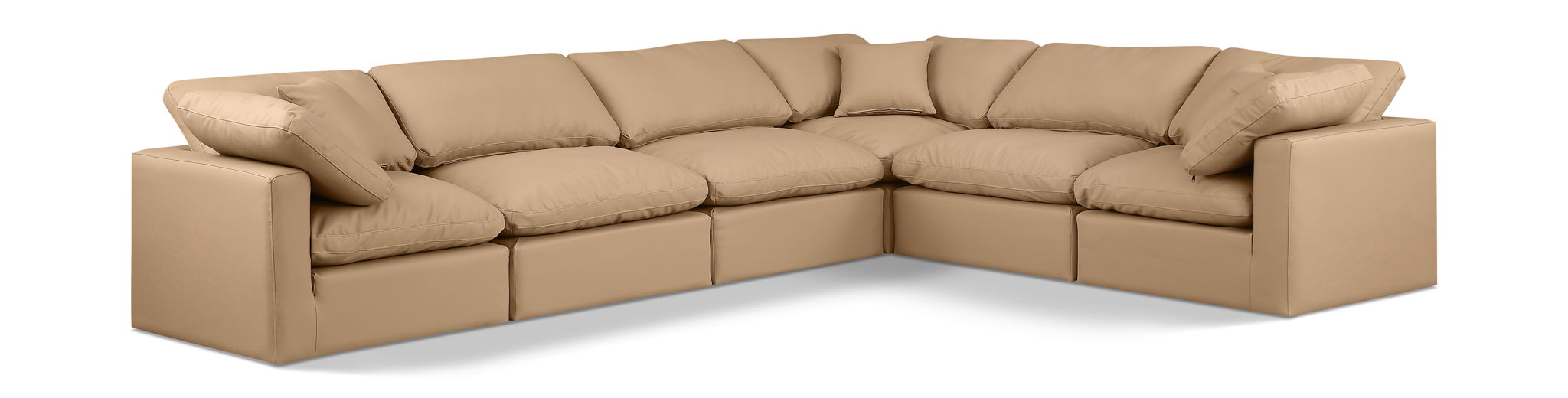 Indulge 140" Vegan Leather Upholstered 6pc. Modular Sectional