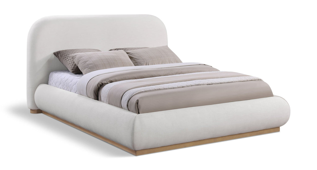 Vaughn Linen Textured Fabric Upholstered Bed - Cream