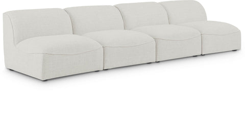 Miramar 132" Linen Textured Fabric Upholstered 4pc. Armless Modular Sofa