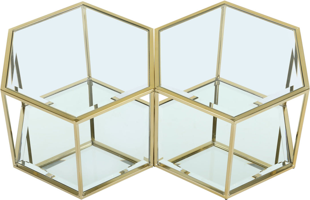 Mesa de centro modular de vidrio y de acero Sei de 2 piezas