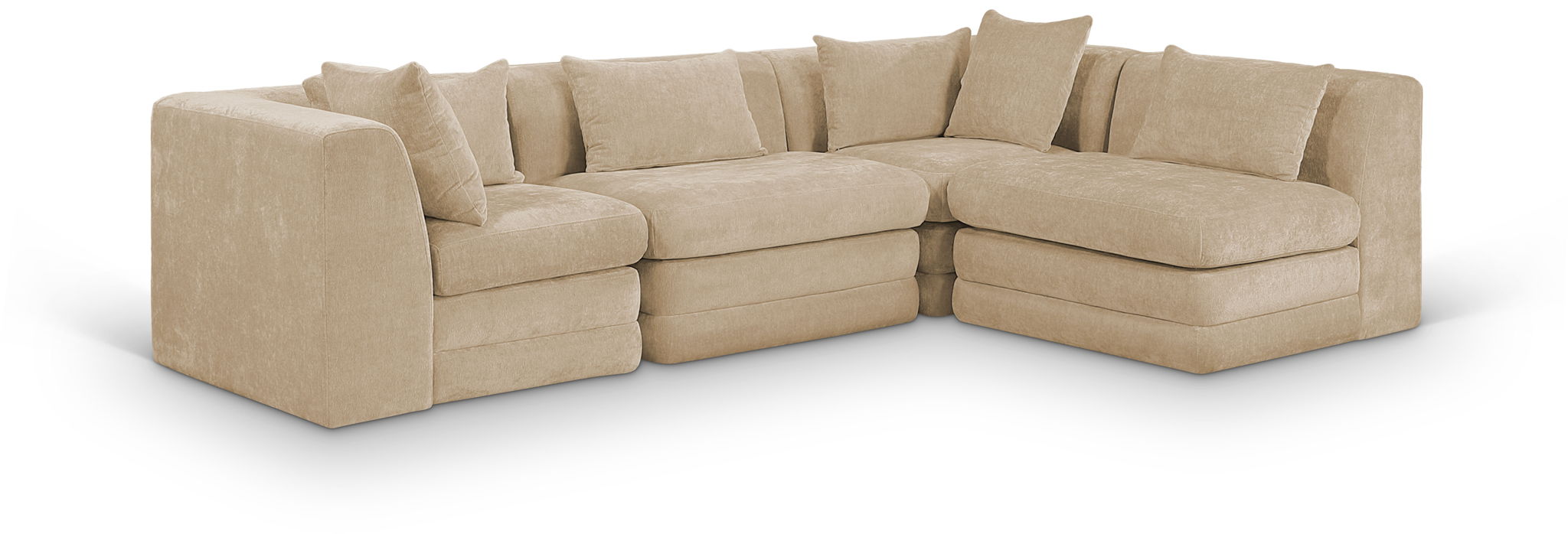 Stellar 114" Chenille Fabric Upholstered 4Pc. Modular Sectional