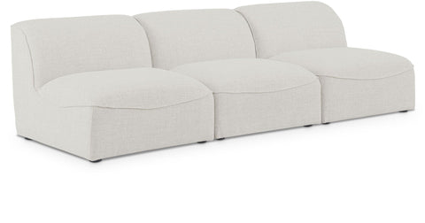 Miramar 99" Linen Textured Fabric Upholstered 3pc. Armless Modular Sofa
