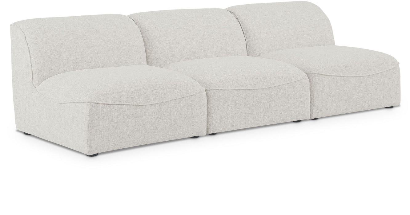 Miramar 99" Linen Textured Fabric Upholstered 3pc. Armless Modular Sofa