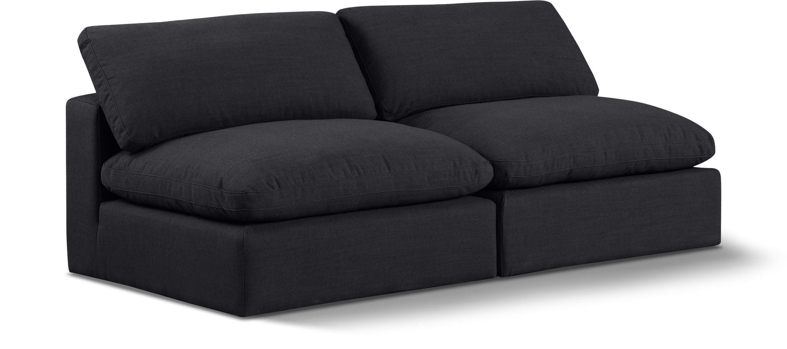 Comfy 78" Linen Textured Fabric Upholstered 2pc. Armless Modular Loveseat