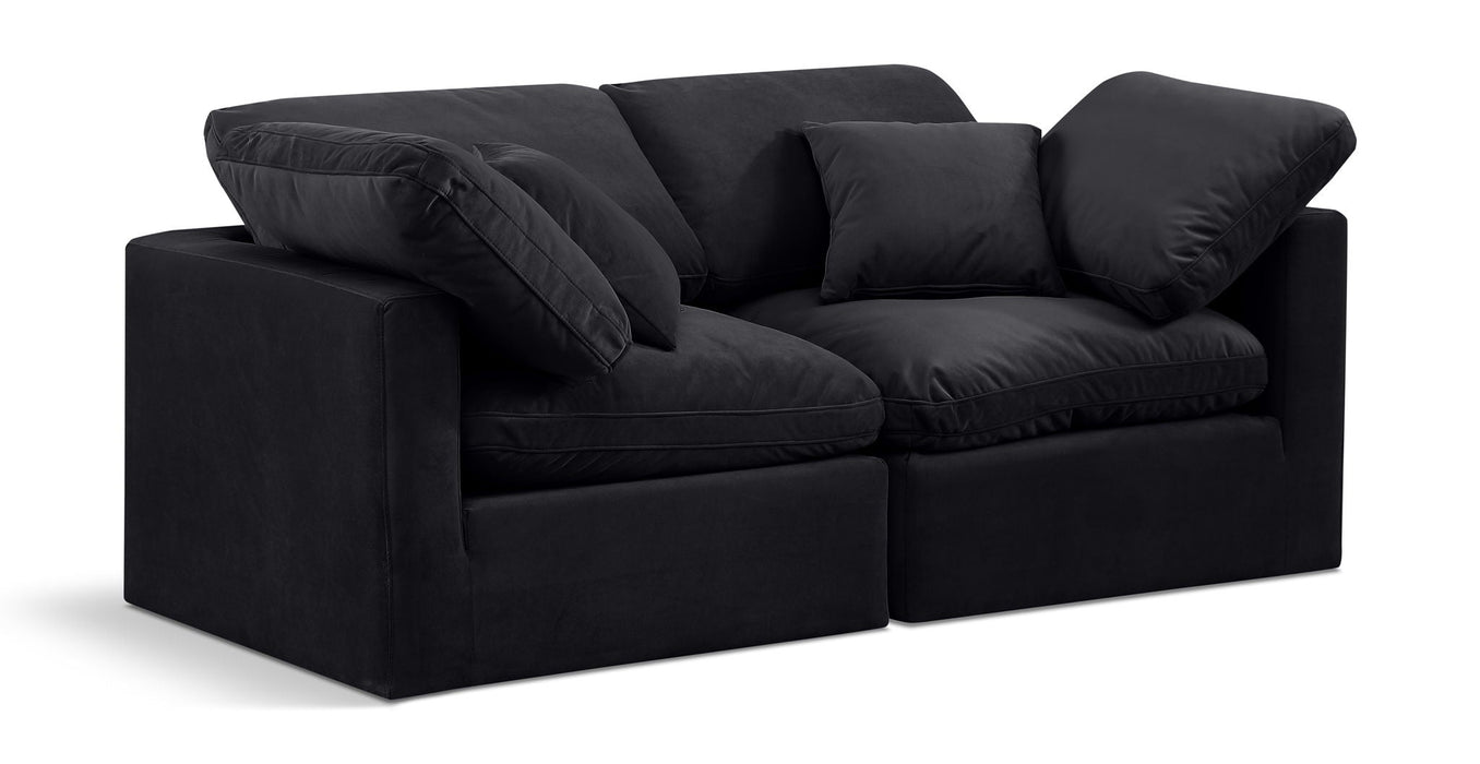 Loveseat modular tapizado de terciopelo Indulge de 70" de 2 piezas