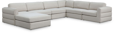 Seccional modular tapizado de tela con textura de lino Beckham de 152" de 7 piezas